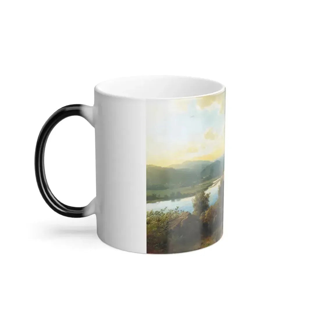 Hans Gude (1825-1903) A Lakeside Landscape - oil on canvas 1861 - Color Changing Mug 11oz - Go Mug Yourself