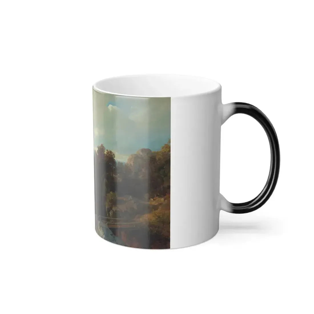 Hans Gude (1825-1903) A Lakeside Landscape - oil on canvas 1861 - Color Changing Mug 11oz - Go Mug Yourself