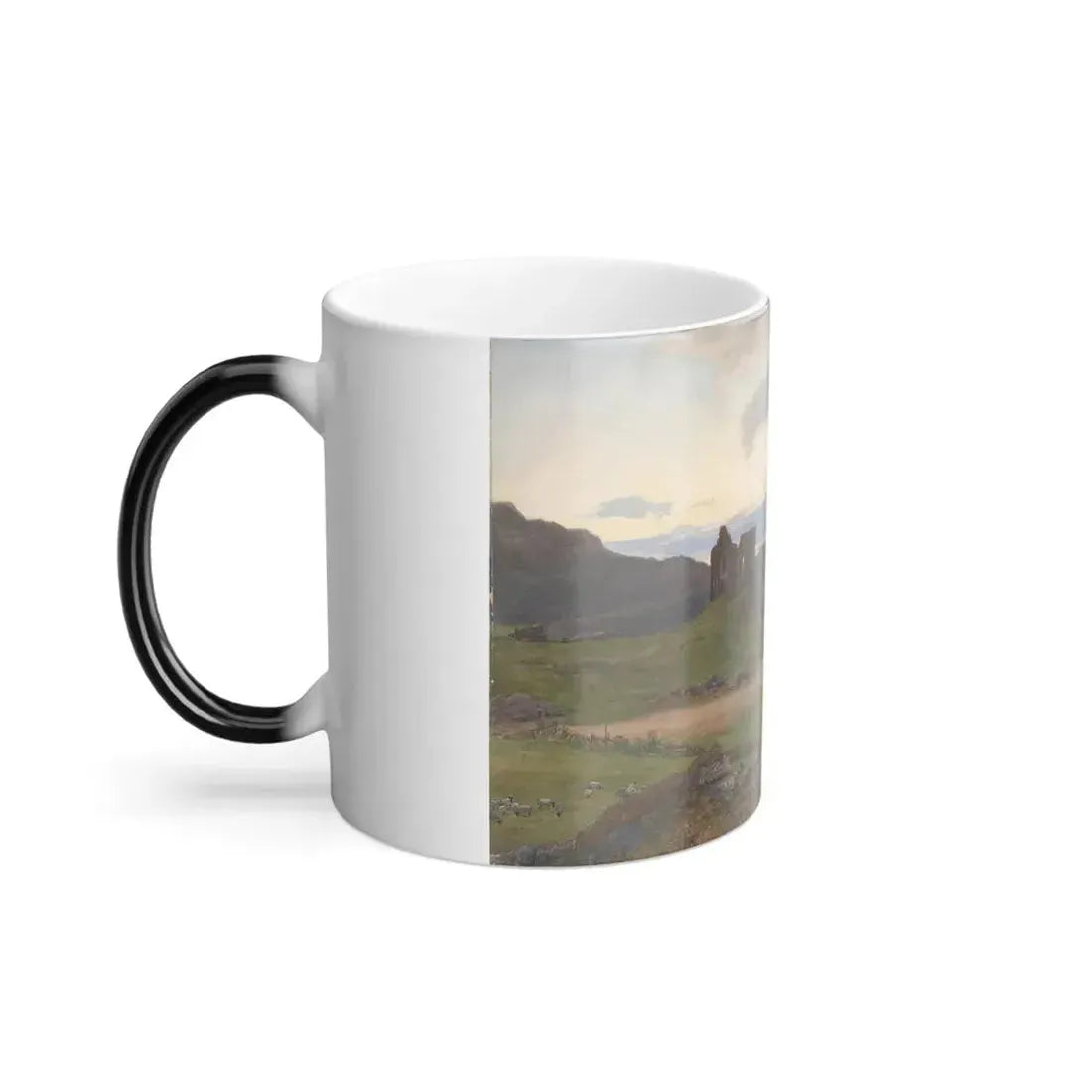 Hans Gude (1825-1903) Landskap Ved Tarbert Castle, Skottland - pencil and watercolour 1877 - Color Changing Mug 11oz - Go Mug Yourself