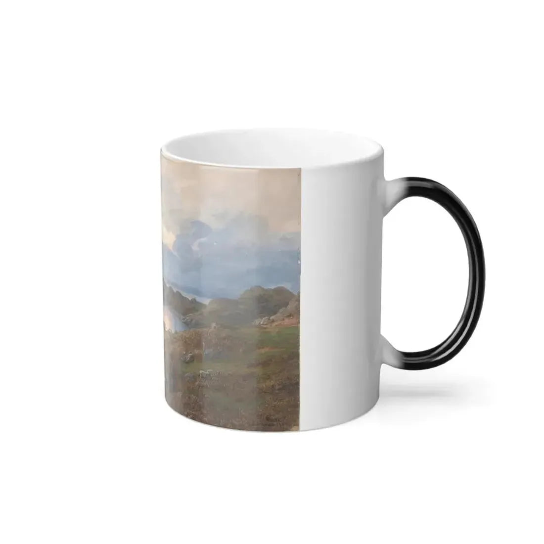 Hans Gude (1825-1903) Landskap Ved Tarbert Castle, Skottland - pencil and watercolour 1877 - Color Changing Mug 11oz - Go Mug Yourself