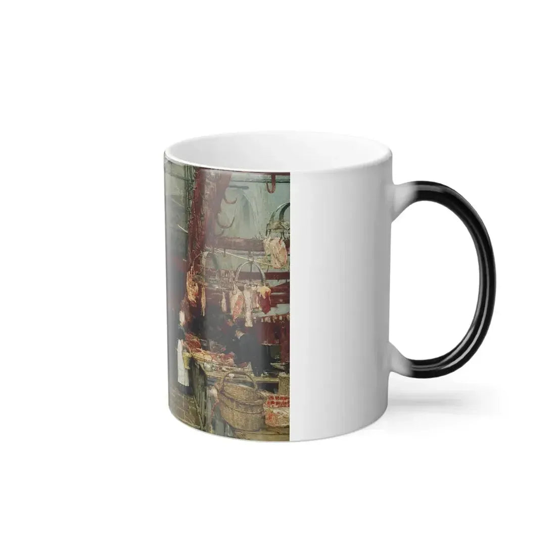 Hans Herrmann (1858-1942) Meat Hall in Middelburg - Oil on canvas 1887 - Color Changing Mug 11oz - Go Mug Yourself