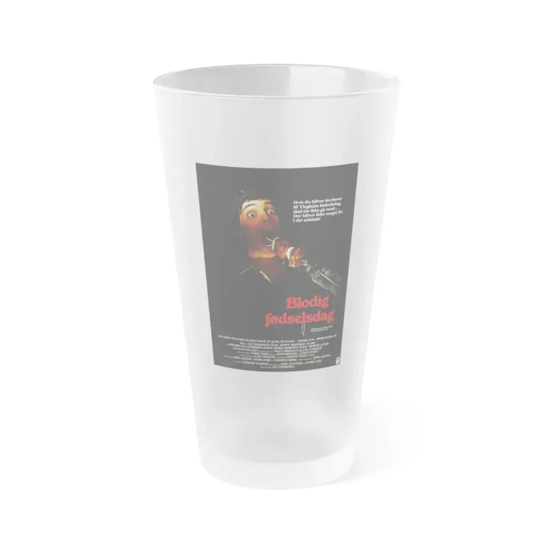 HAPPY BIRTHDAY TO ME (DANISH) 1981 Movie Poster - Frosted Pint Glass 16oz 16oz Frosted - Go Mug Yourself