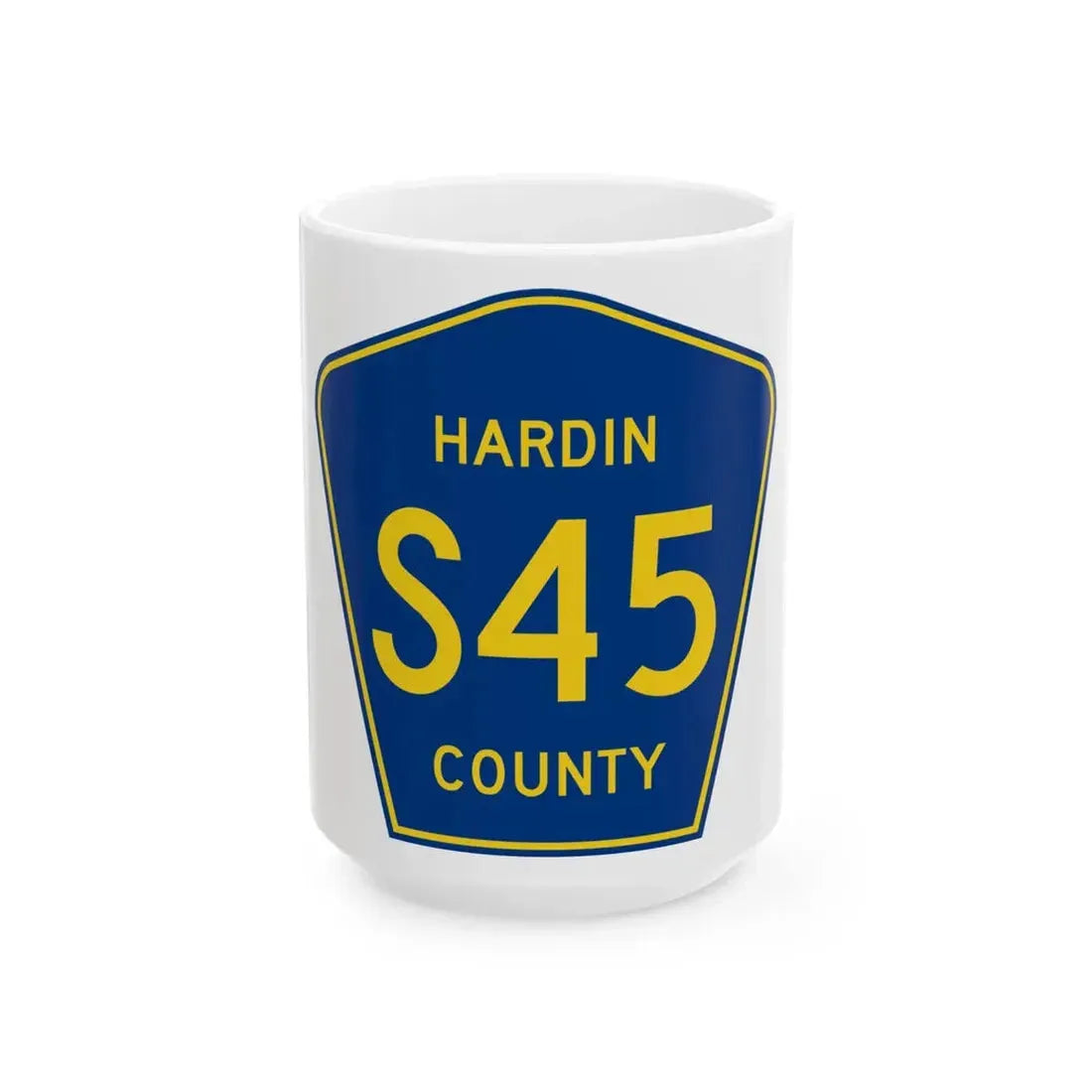 Hardin County Route S45 IA (Iowa) (Road Sign) White Coffee Mug 15oz - Go Mug Yourself