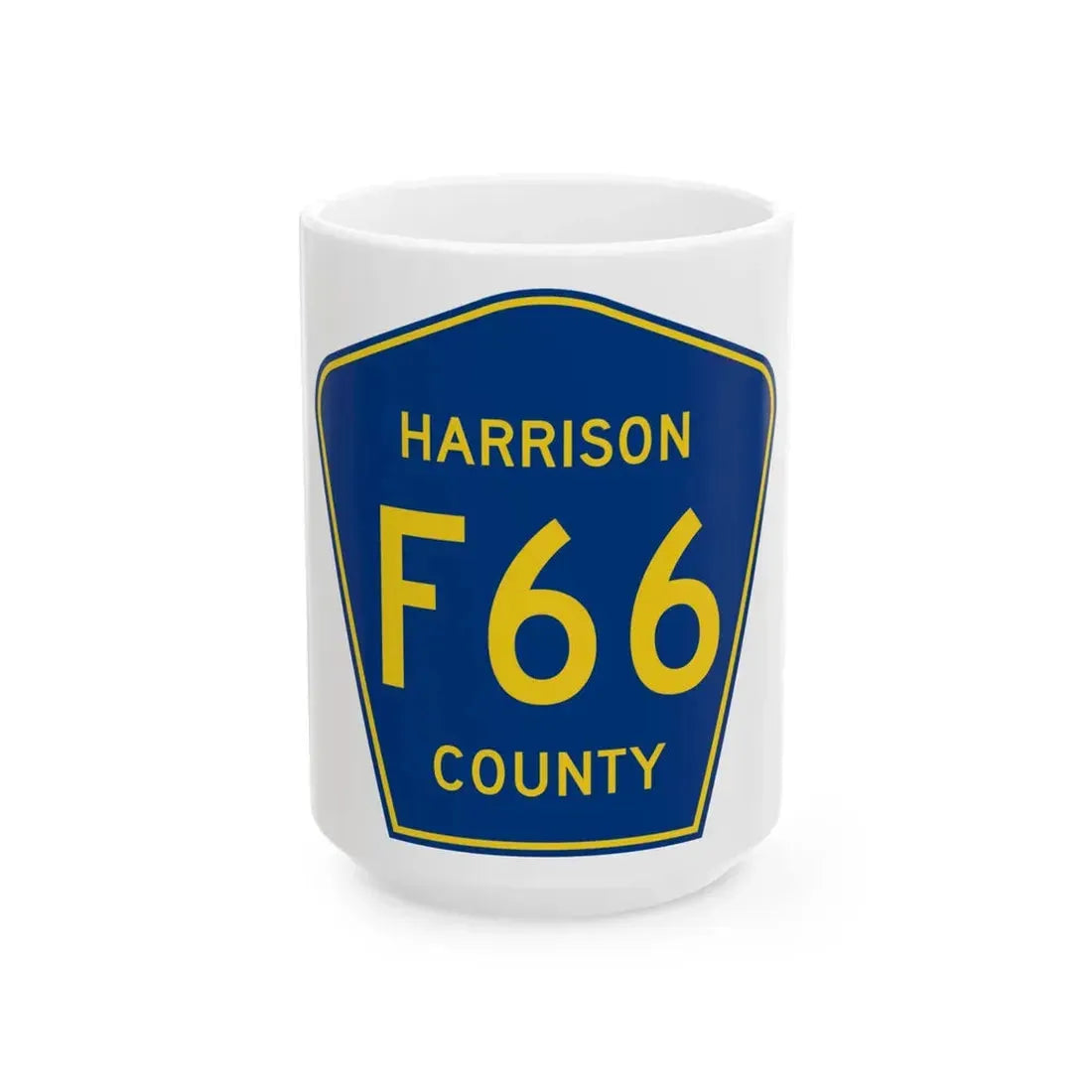 Harrison County Route F66 IA (Iowa) (Road Sign) White Coffee Mug 15oz - Go Mug Yourself