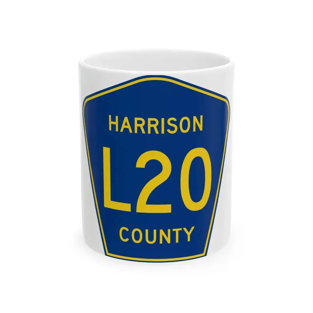 Harrison County Route L20 IA (Iowa) (Road Sign) White Coffee Mug 11oz - Go Mug Yourself