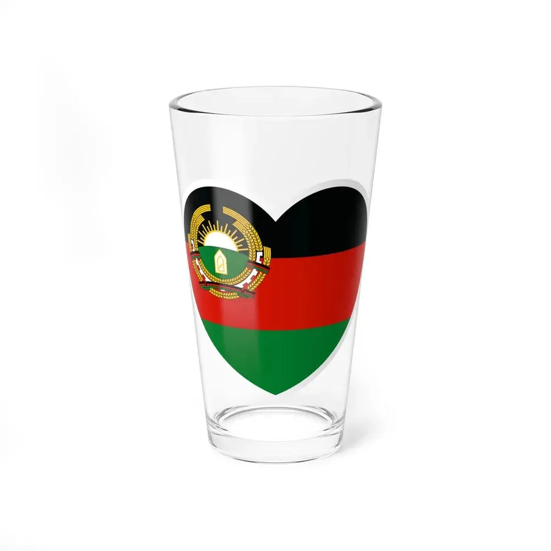 Heart Flag of Afghanistan 1987-1992 - Pint Glass 16oz 16oz - Go Mug Yourself