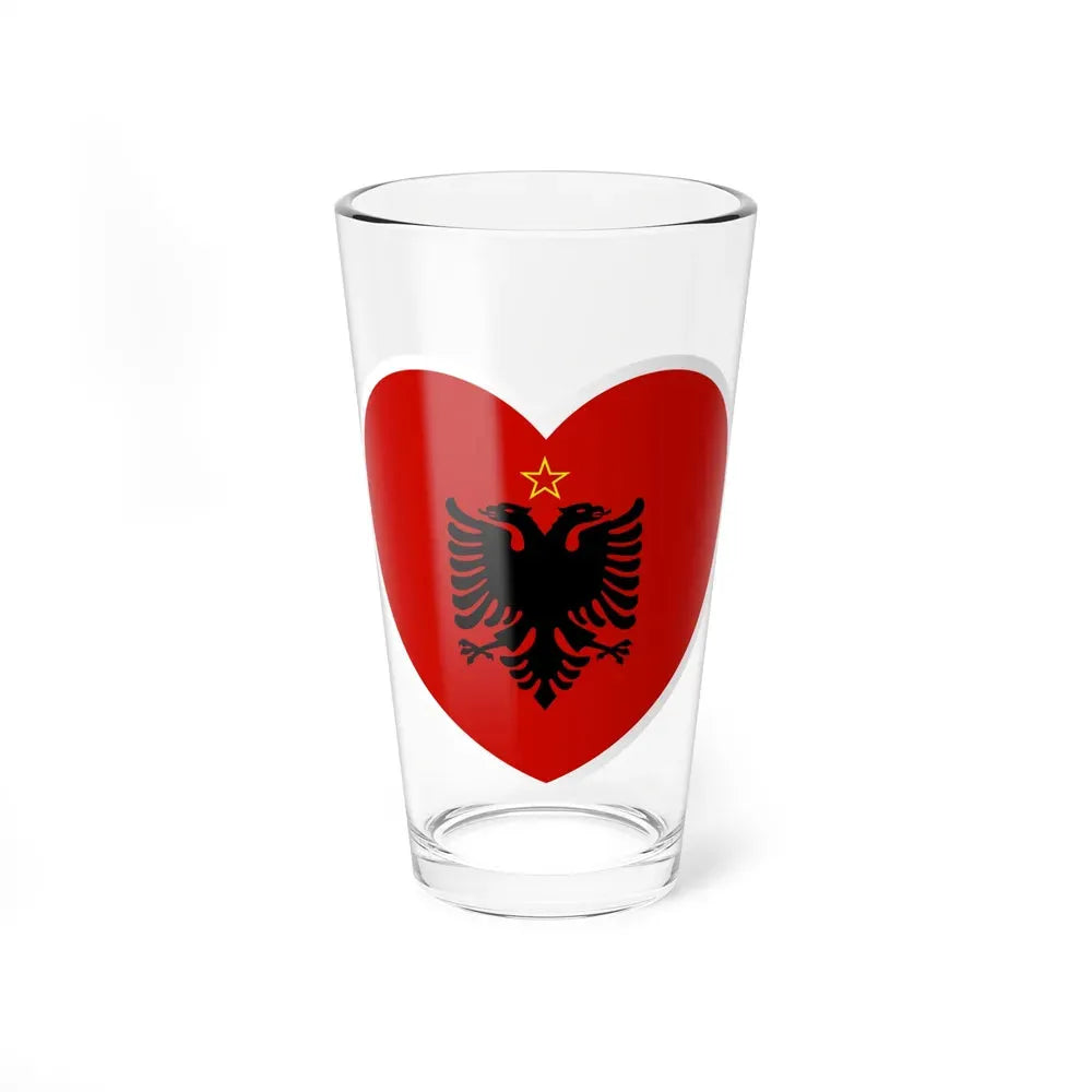 Heart Flag of Albania 1946-1992 - Pint Glass 16oz 16oz - Go Mug Yourself