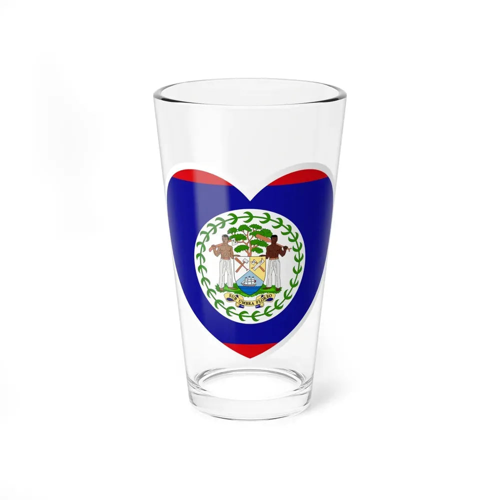 Heart Flag of Belize - Pint Glass 16oz 16oz - Go Mug Yourself
