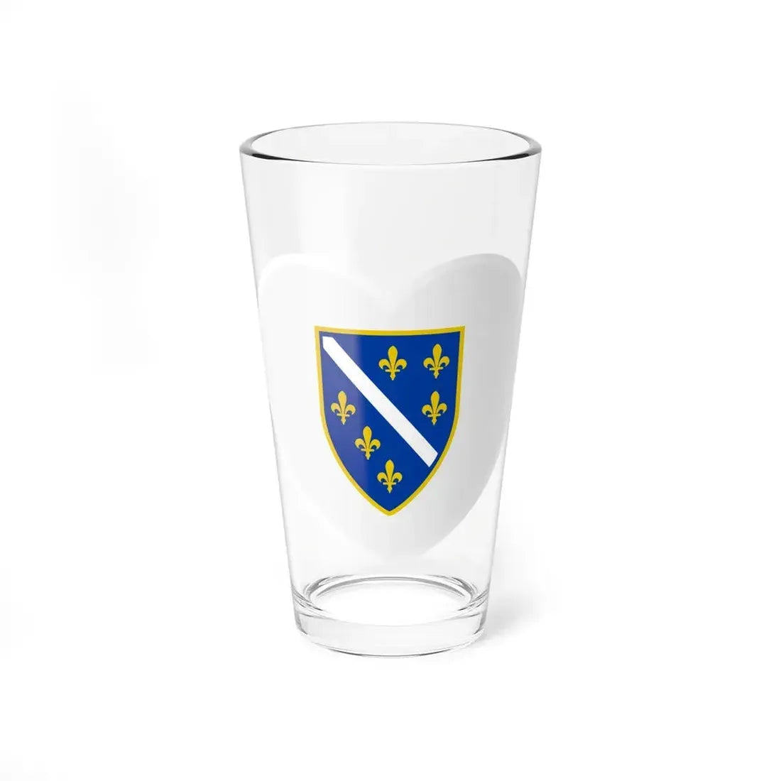 Heart Flag of Bosnia and Herzegovina 1992-1998 - Pint Glass 16oz 16oz - Go Mug Yourself