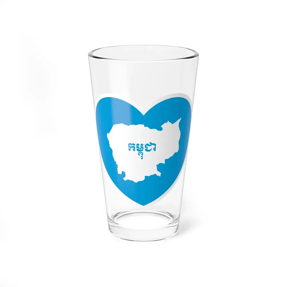 Heart Flag of Cambodia 1992-1993 - Pint Glass 16oz 16oz - Go Mug Yourself