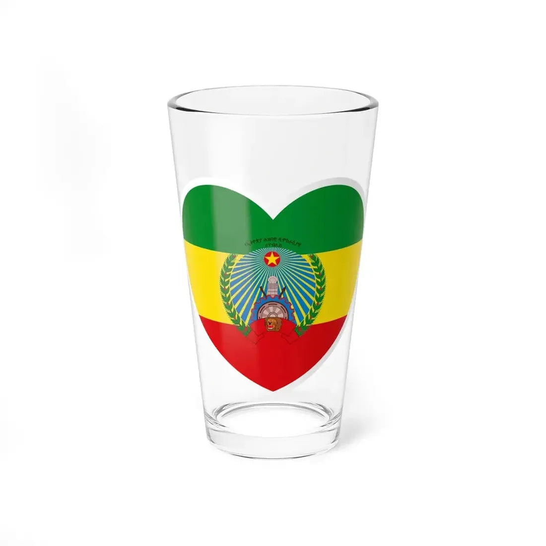 Heart Flag of Ethiopia 1987-1991 - Pint Glass 16oz 16oz - Go Mug Yourself