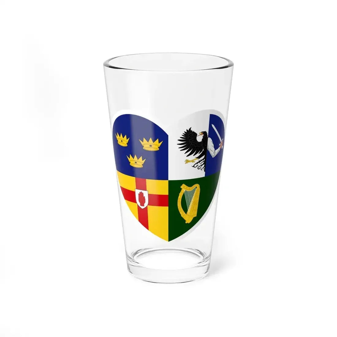Heart Flag of Ireland Four Provinces - Pint Glass 16oz 16oz - Go Mug Yourself