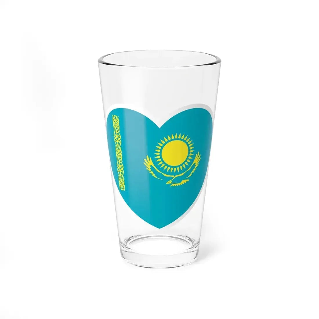 Heart Flag of Kazakhstan - Pint Glass 16oz 16oz - Go Mug Yourself