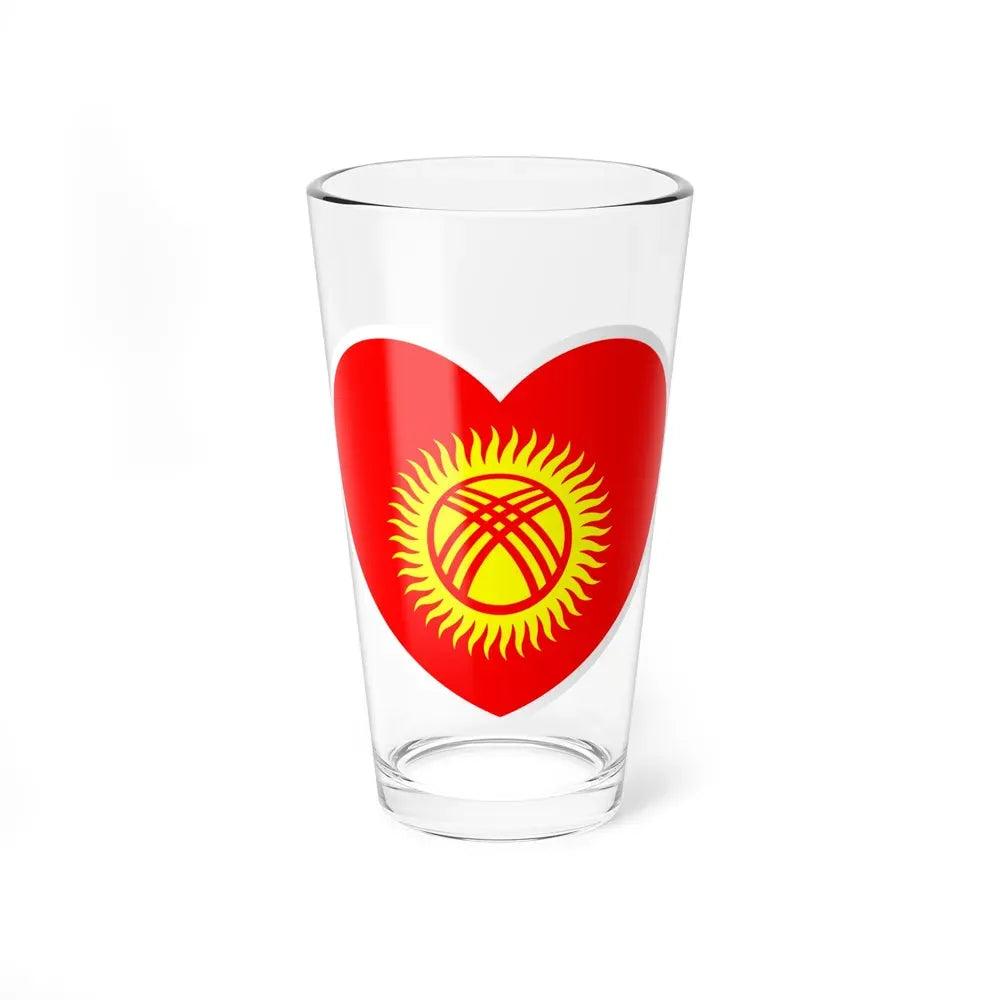 Heart Flag of Kyrgyzstan 1992-2023 - Pint Glass 16oz 16oz - Go Mug Yourself