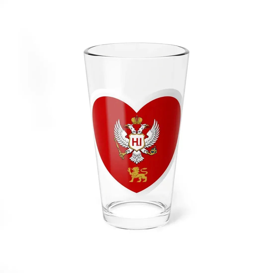 Heart Flag of Montenegro 1860-1905 - Pint Glass 16oz 16oz - Go Mug Yourself