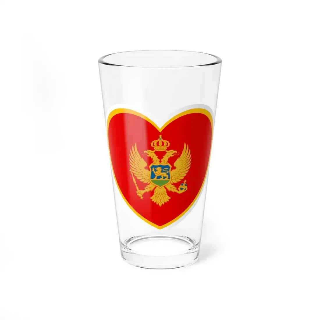 Heart Flag of Montenegro - Pint Glass 16oz 16oz - Go Mug Yourself