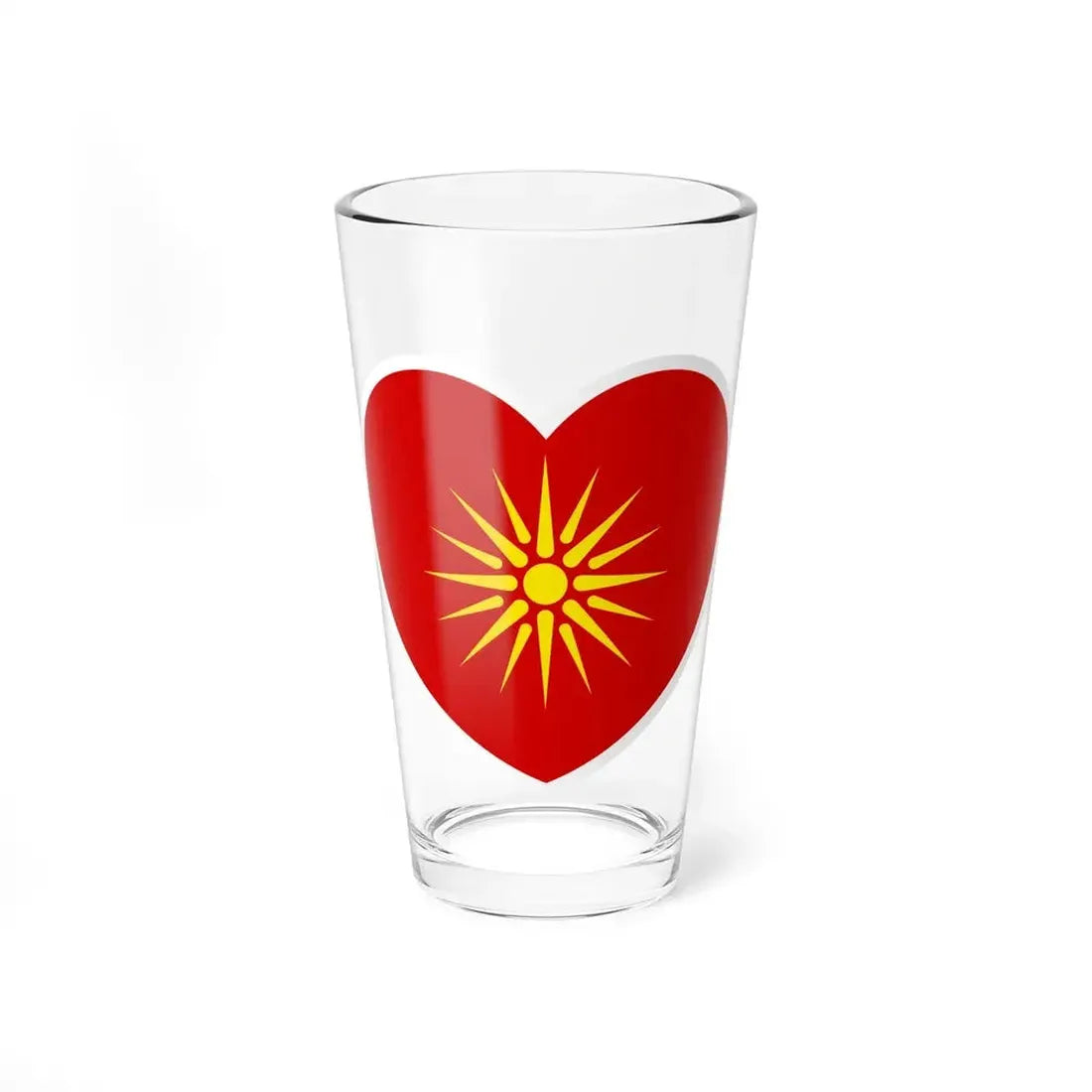 Heart Flag of North Macedonia 1992-1995 - Pint Glass 16oz 16oz - Go Mug Yourself