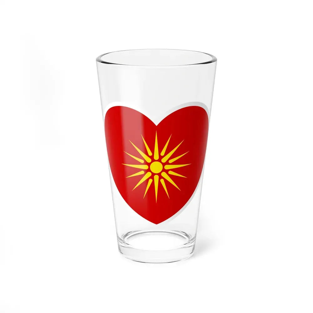 Heart Flag of North Macedonia 1992-1995 - Pint Glass 16oz 16oz - Go Mug Yourself