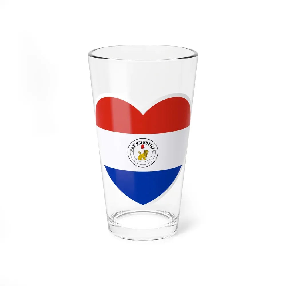 Heart Flag of Paraguay reverse - Pint Glass 16oz 16oz - Go Mug Yourself