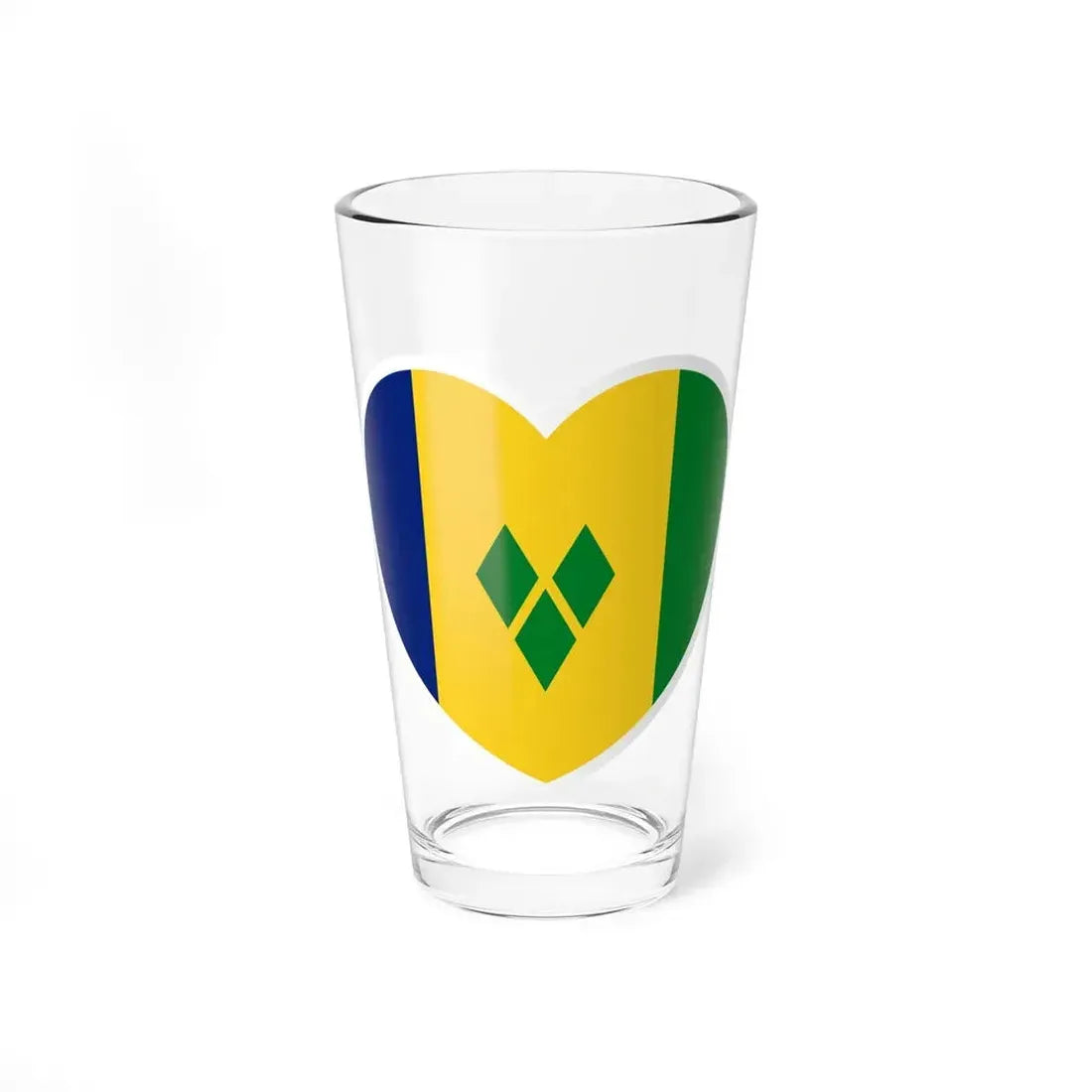 Heart Flag of Saint Vincent and the Grenadines - Pint Glass 16oz 16oz - Go Mug Yourself