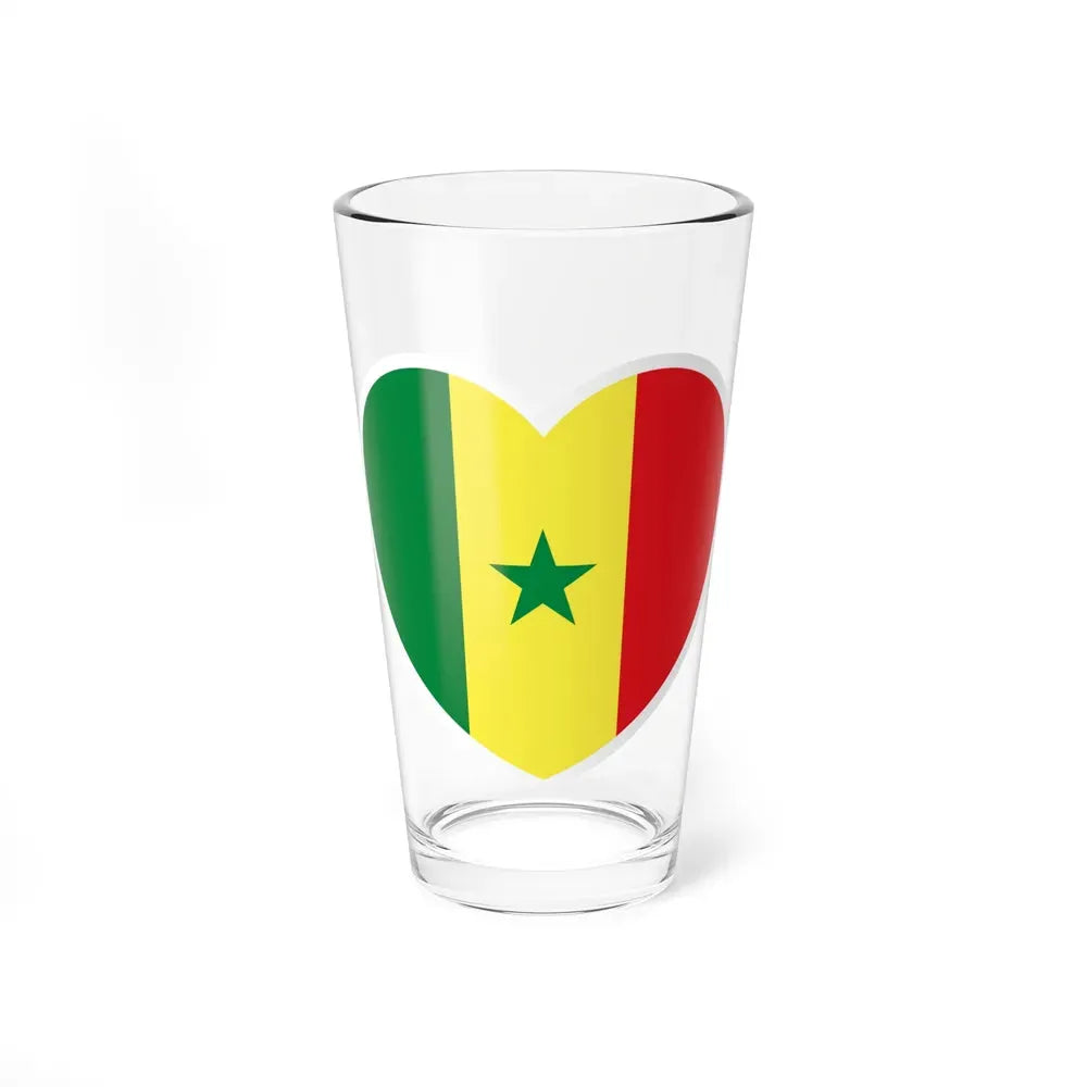 Heart Flag of Senegal - Pint Glass 16oz 16oz - Go Mug Yourself