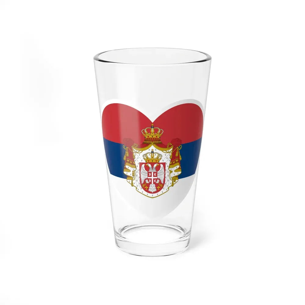 Heart Flag of Serbia 1882-1918 - Pint Glass 16oz 16oz - Go Mug Yourself