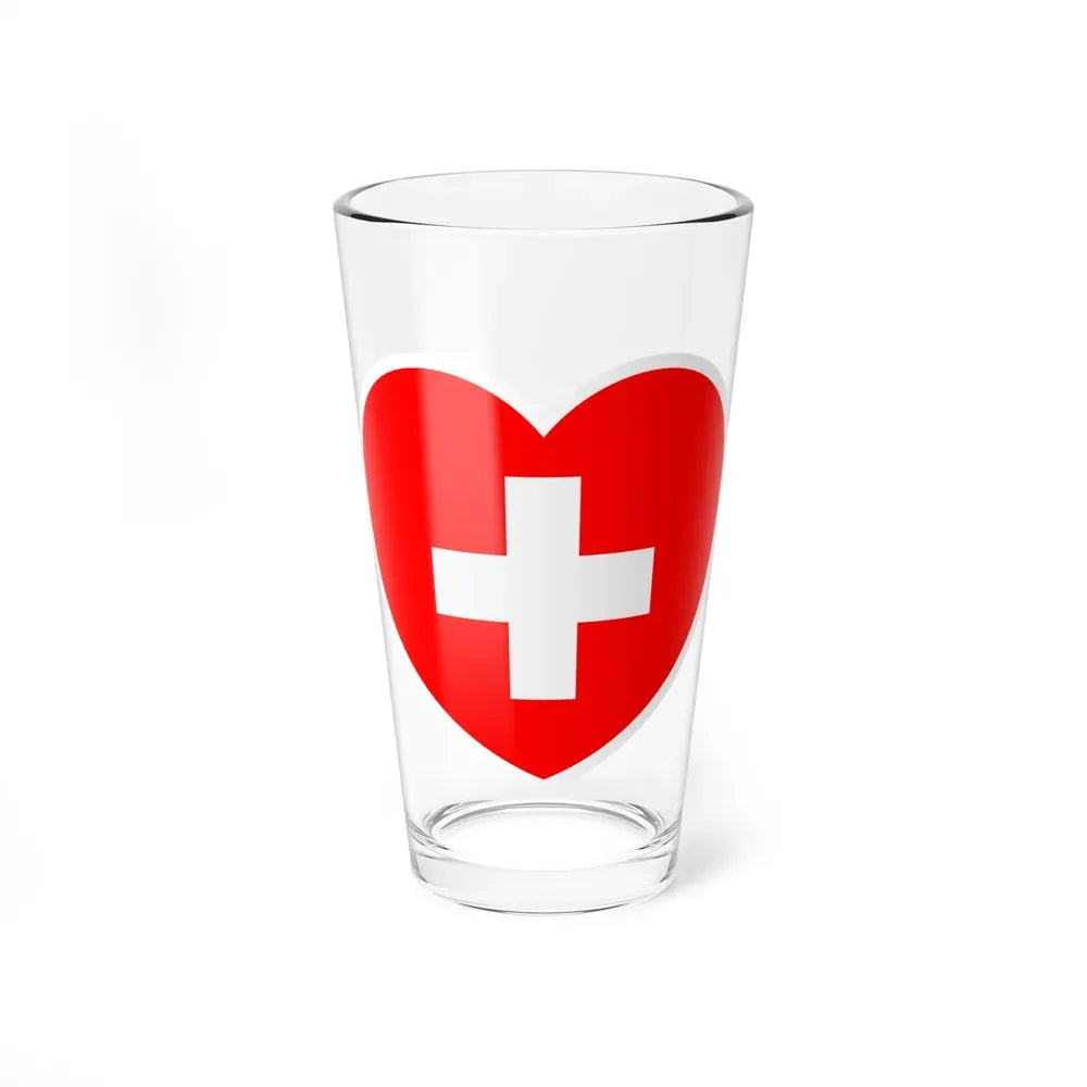 Heart Flag of Switzerland - Pint Glass 16oz 16oz - Go Mug Yourself