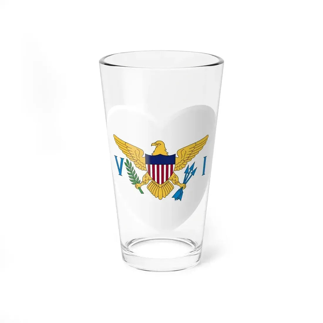 Heart Flag of the United States Virgin Islands - Pint Glass 16oz 16oz - Go Mug Yourself