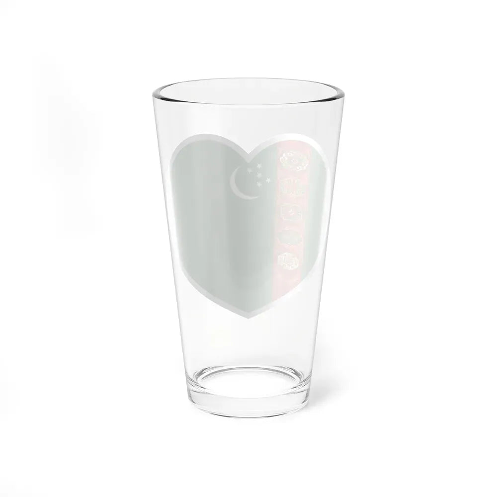Heart Flag of Turkmenistan - Pint Glass 16oz - Go Mug Yourself
