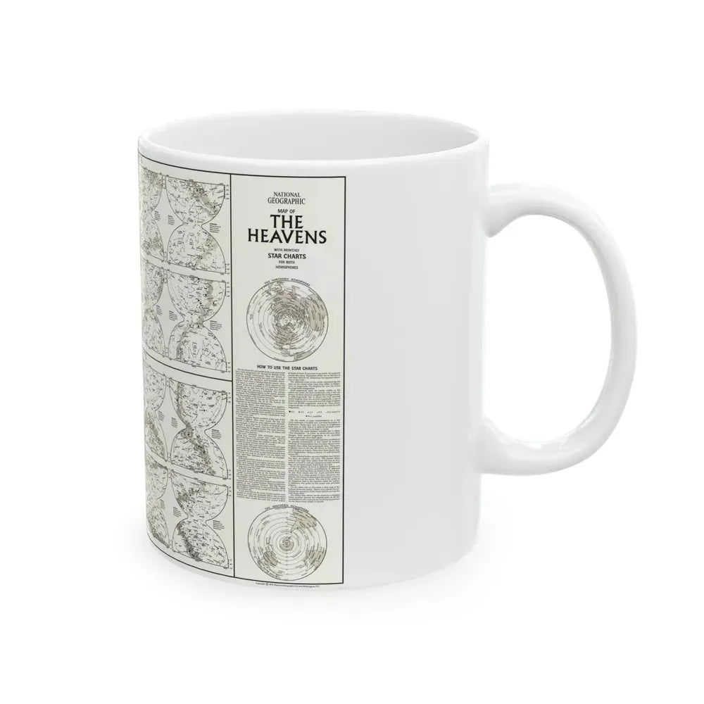 Heavens, The - Monthly Star Charts (1970) (Map) White Coffee Mug - Go Mug Yourself