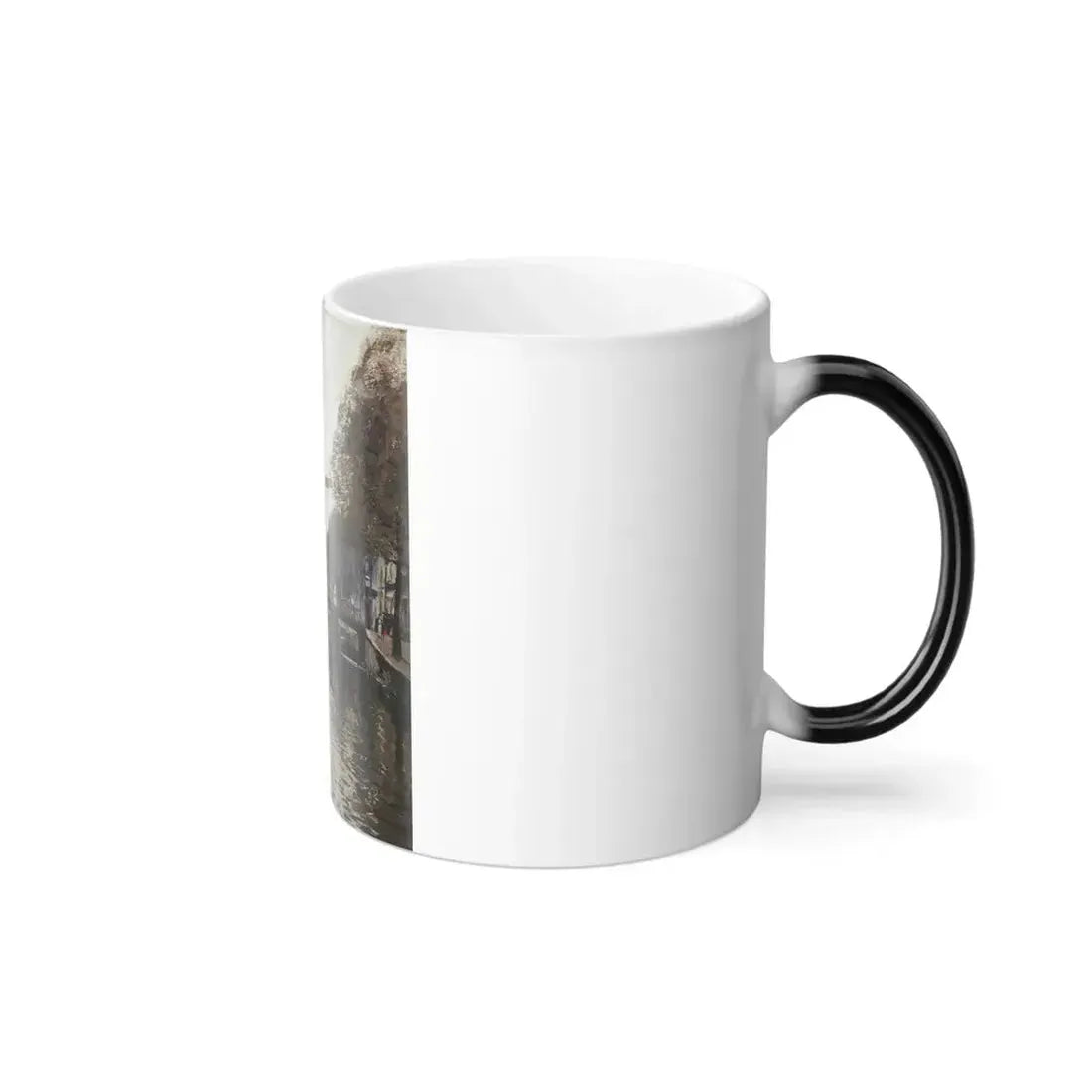 Heinrich Hermanns (1862-1942) An Amsterdam canal - Oil on Canvas Laid Down on Board - Color Changing Mug 11oz - Go Mug Yourself