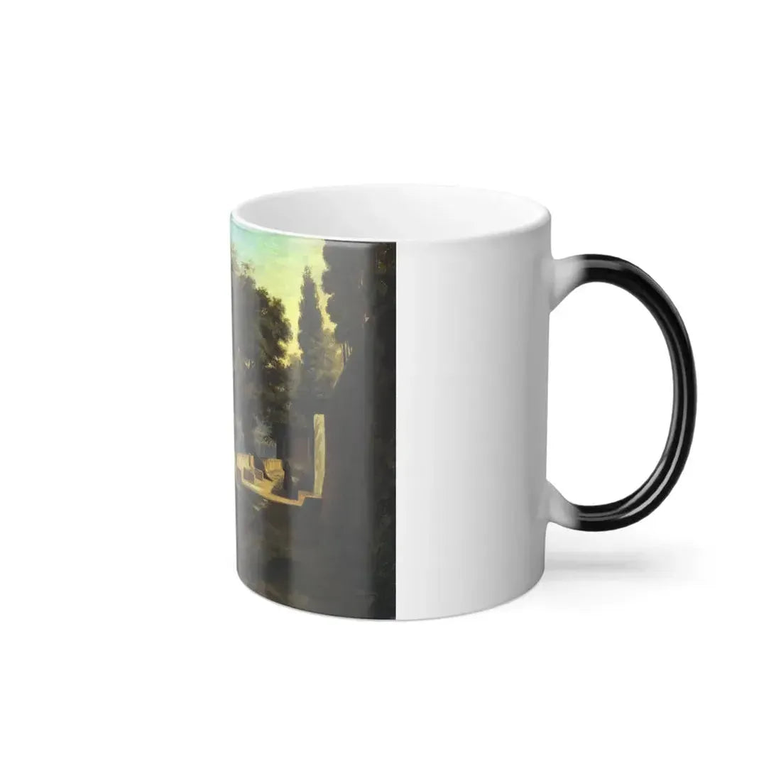 Heinrich Reinhold (1788-1825) Terrace of the Capuchin Garden, Sorrento - Oil on Paper, Laid Down on Maso-0 - Color Changing Mug 11oz - Go Mug Yourself