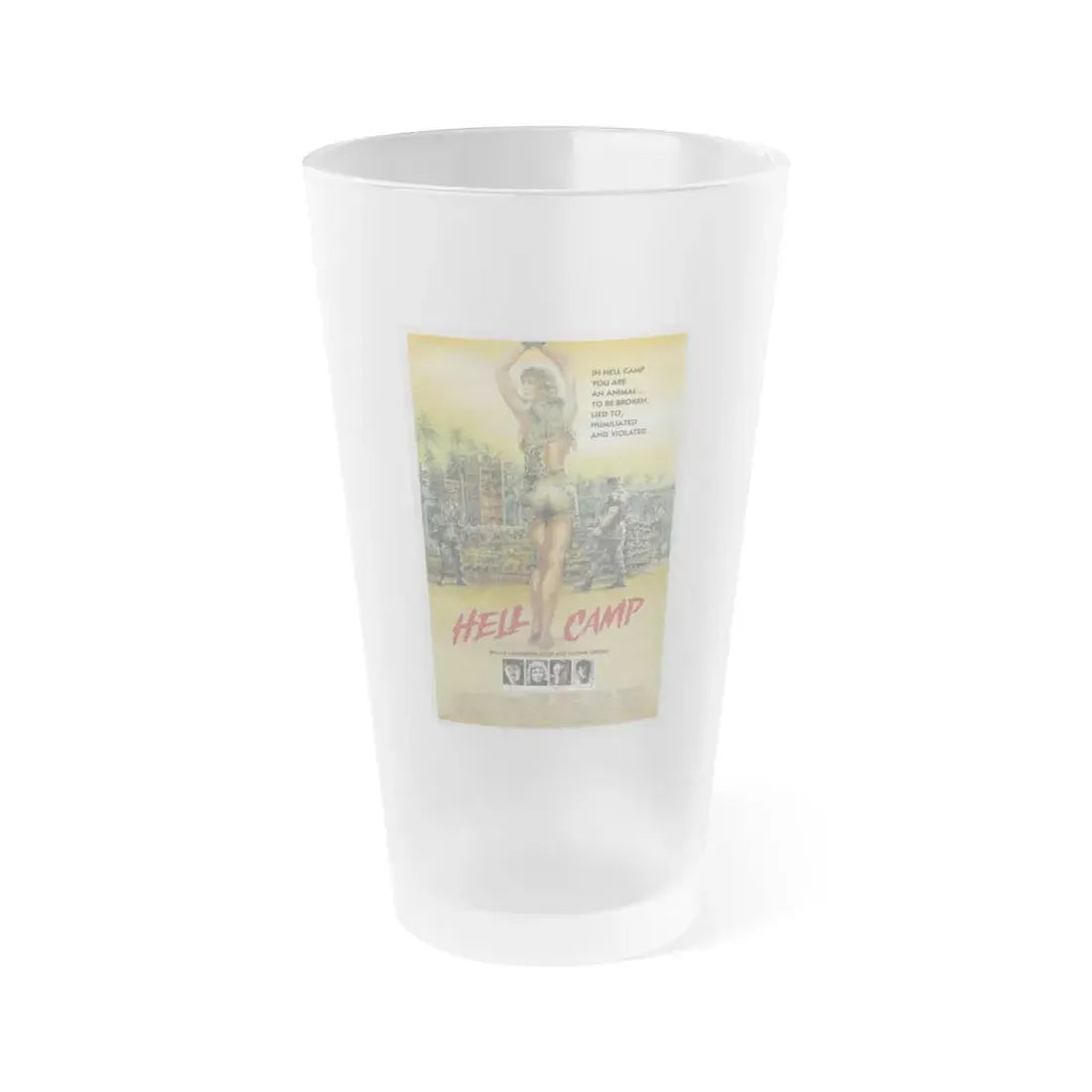 HELL CAMP 1986 Movie Poster - Frosted Pint Glass 16oz 16oz Frosted - Go Mug Yourself
