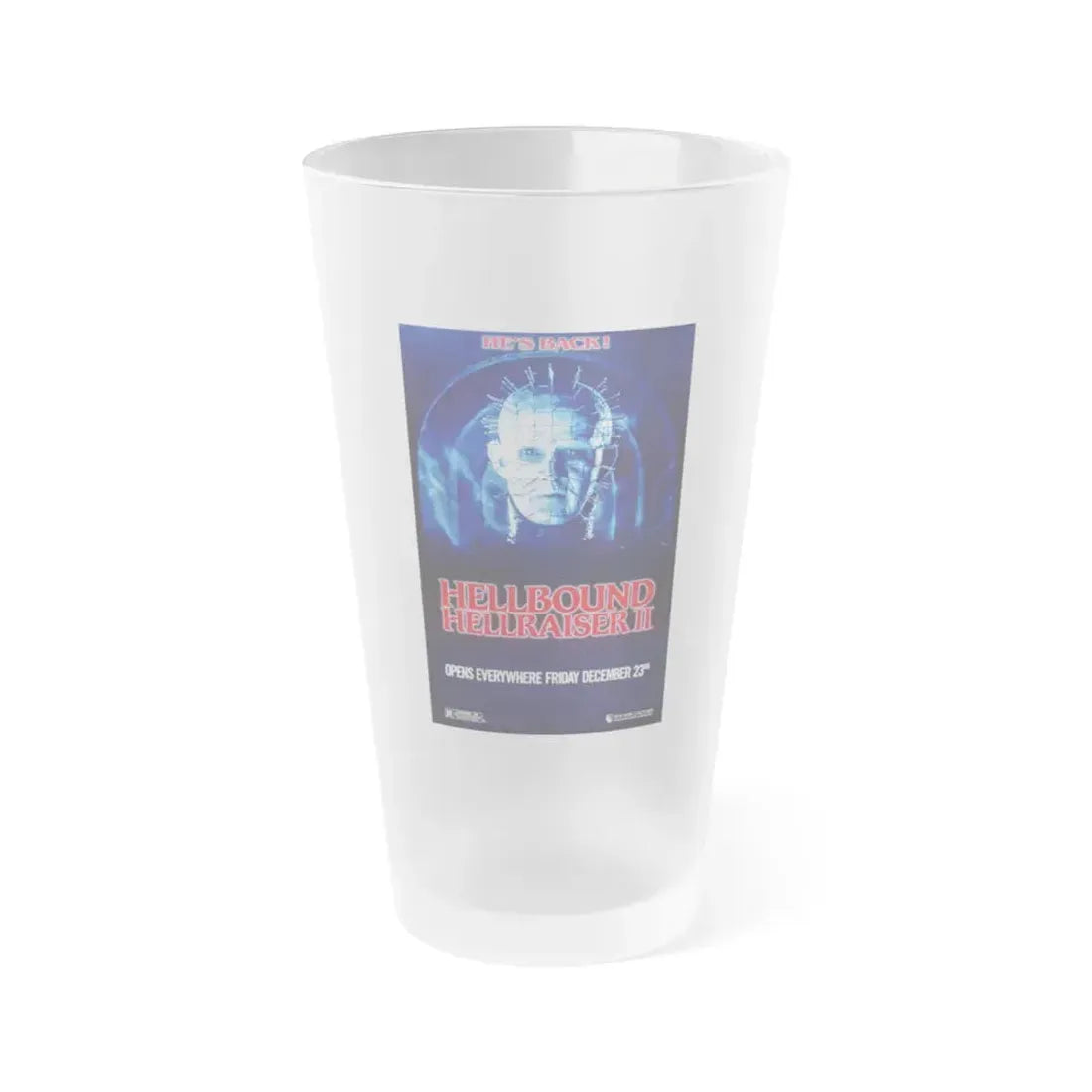HELLBOUND - HELLRAISER II (TEASER) 1988 Movie Poster - Frosted Pint Glass 16oz 16oz Frosted - Go Mug Yourself