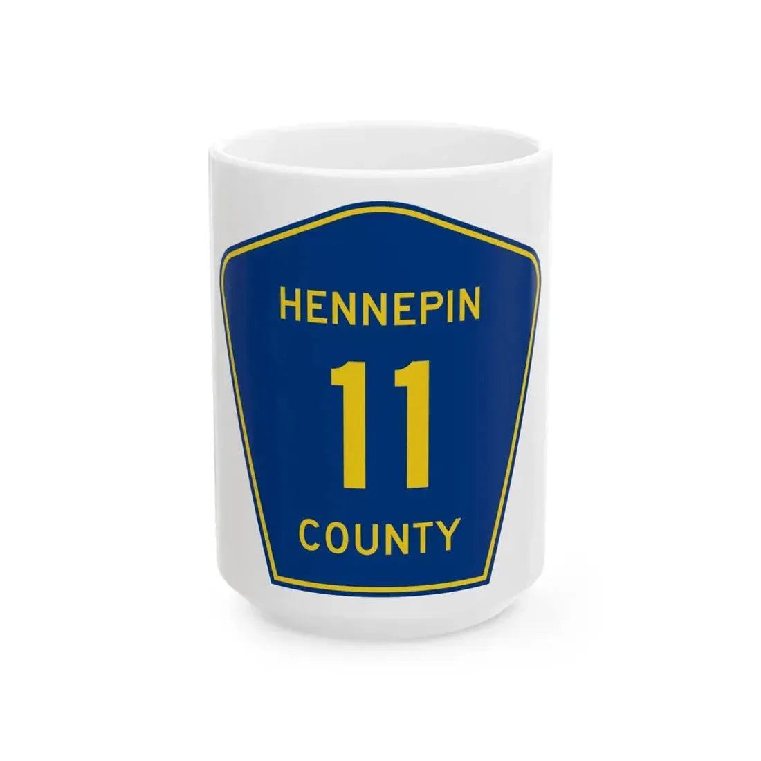 Hennepin County 11 (Minnesota) (Road Sign) White Coffee Mug 15oz - Go Mug Yourself