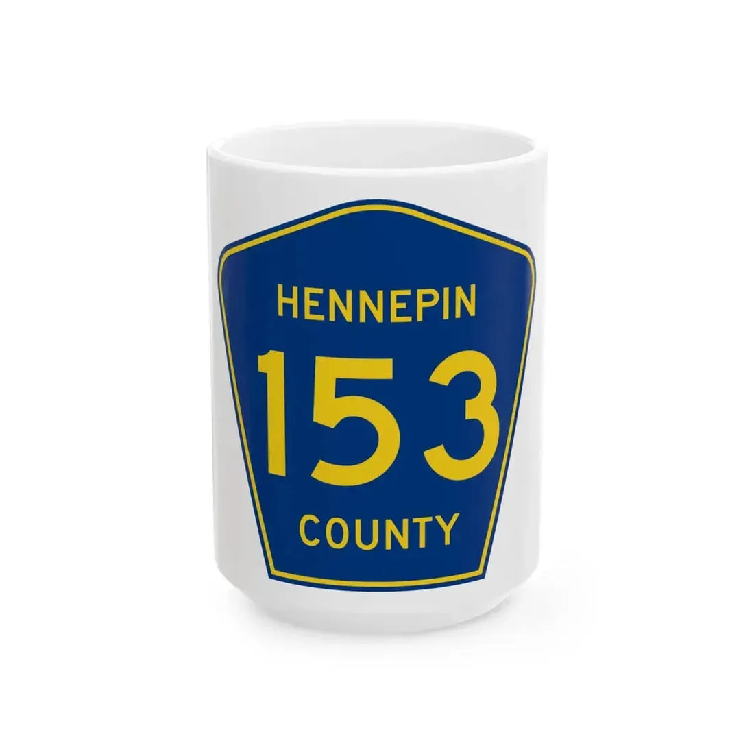 Hennepin County 153 (Minnesota) (Road Sign) White Coffee Mug 15oz - Go Mug Yourself