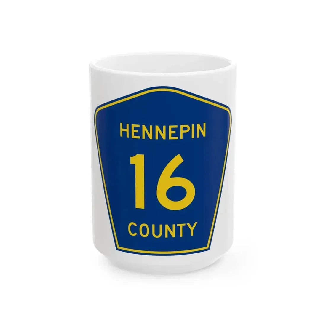 Hennepin County 16 (Minnesota) (Road Sign) White Coffee Mug 15oz - Go Mug Yourself