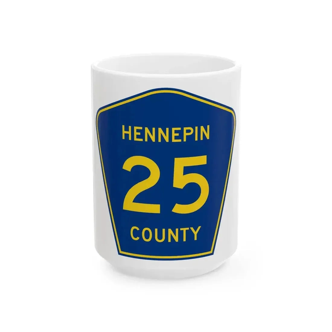 Hennepin County 25 (Minnesota) (Road Sign) White Coffee Mug 15oz - Go Mug Yourself