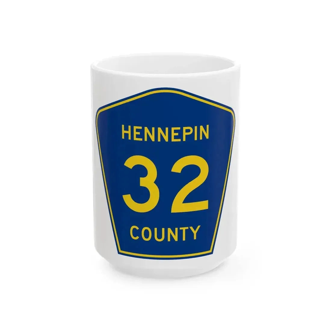 Hennepin County 32 (Minnesota) (Road Sign) White Coffee Mug 15oz - Go Mug Yourself