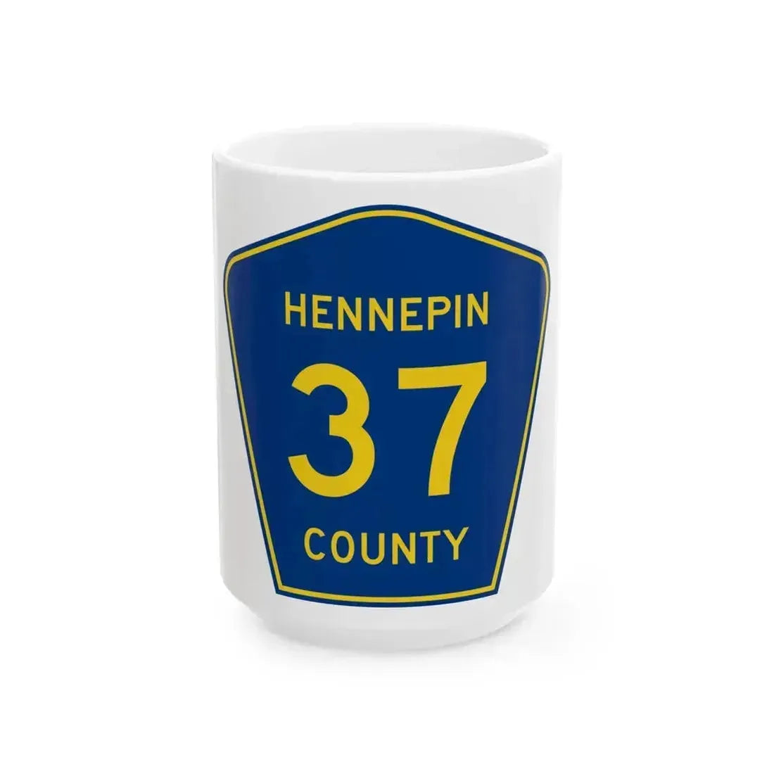 Hennepin County 37 (Minnesota) (Road Sign) White Coffee Mug 15oz - Go Mug Yourself