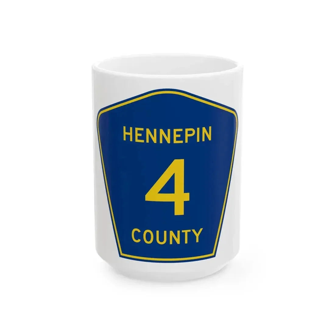 Hennepin County 4 (Minnesota) (Road Sign) White Coffee Mug 15oz - Go Mug Yourself