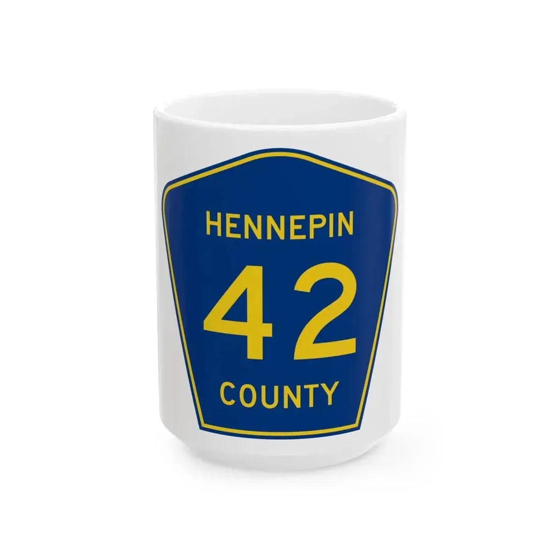 Hennepin County 42 (Minnesota) (Road Sign) White Coffee Mug 15oz - Go Mug Yourself