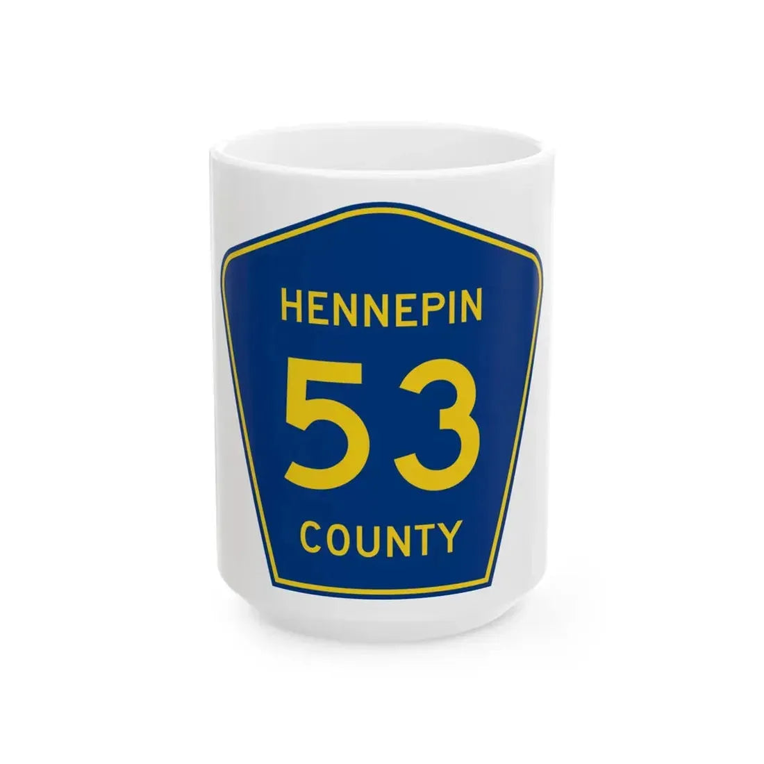 Hennepin County 53 (Minnesota) (Road Sign) White Coffee Mug 15oz - Go Mug Yourself