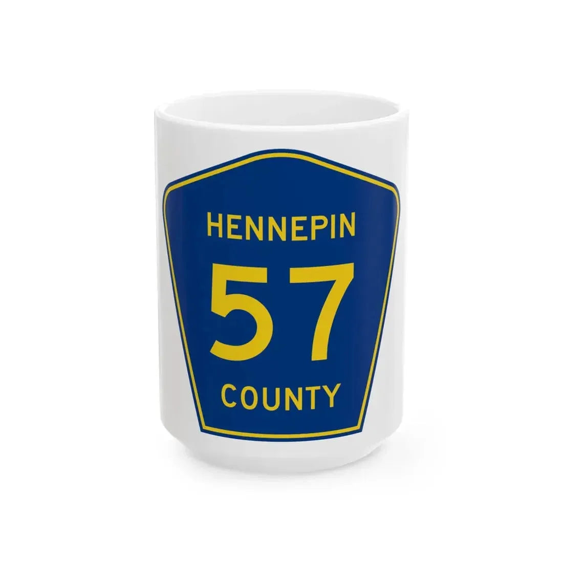 Hennepin County 57 (Minnesota) (Road Sign) White Coffee Mug 15oz - Go Mug Yourself
