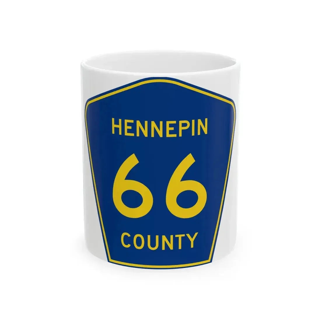 Hennepin County 66 (Minnesota) (Road Sign) White Coffee Mug 11oz - Go Mug Yourself