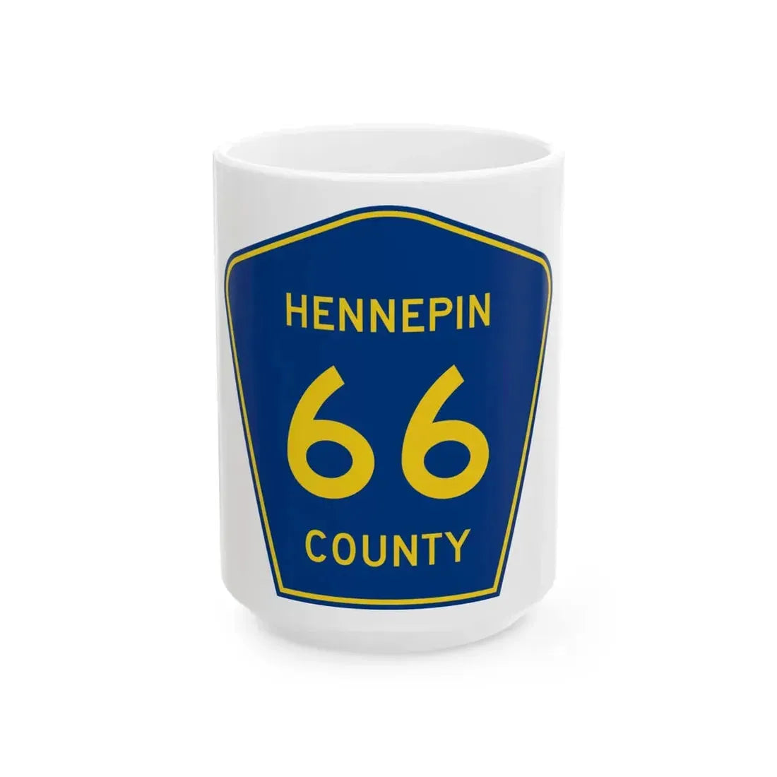 Hennepin County 66 (Minnesota) (Road Sign) White Coffee Mug 15oz - Go Mug Yourself