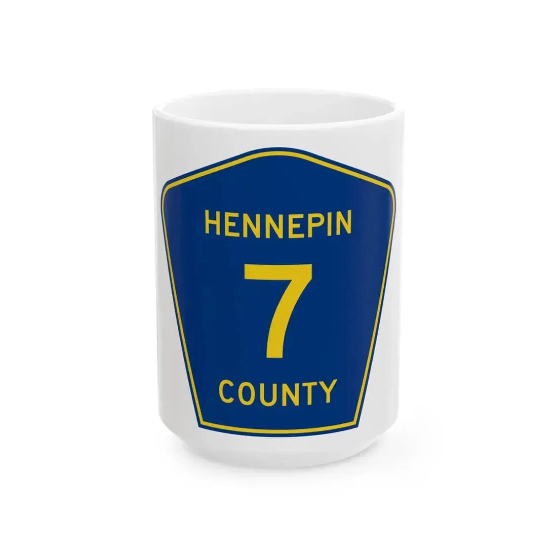 Hennepin County 7 (Minnesota) (Road Sign) White Coffee Mug 15oz - Go Mug Yourself