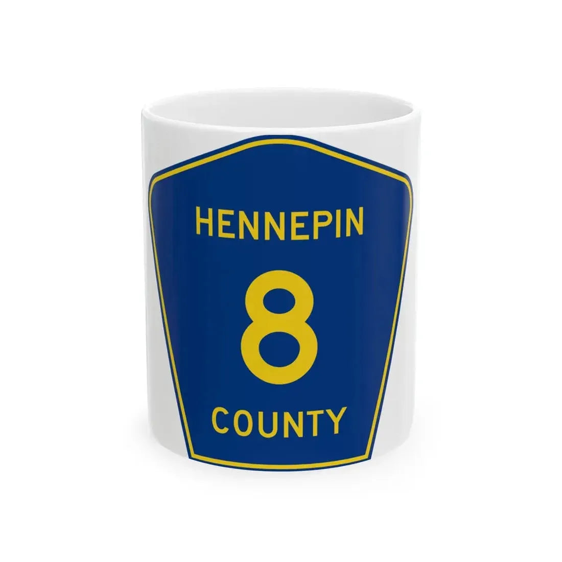 Hennepin County 8 (Minnesota) (Road Sign) White Coffee Mug 11oz - Go Mug Yourself