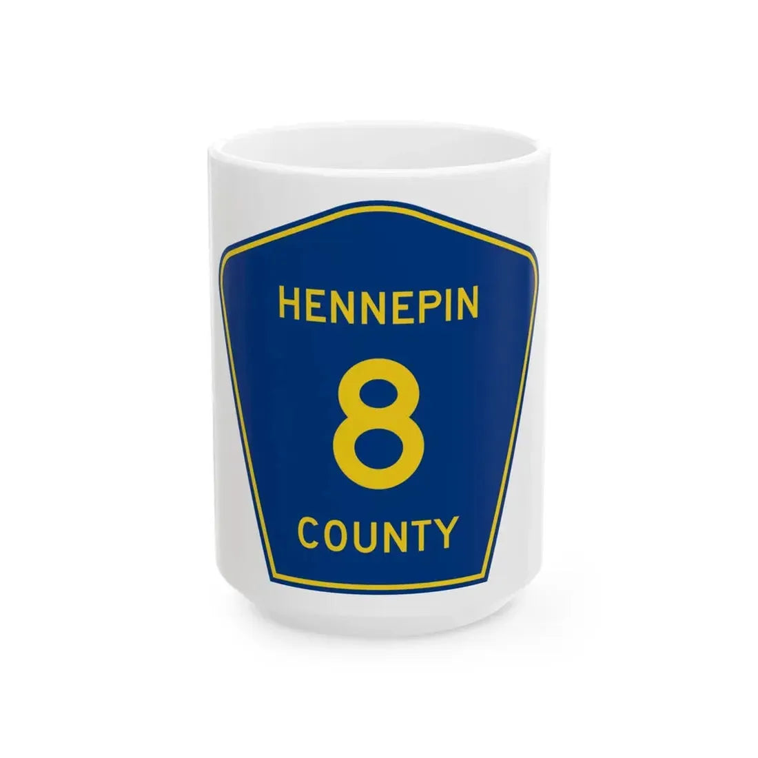 Hennepin County 8 (Minnesota) (Road Sign) White Coffee Mug 15oz - Go Mug Yourself
