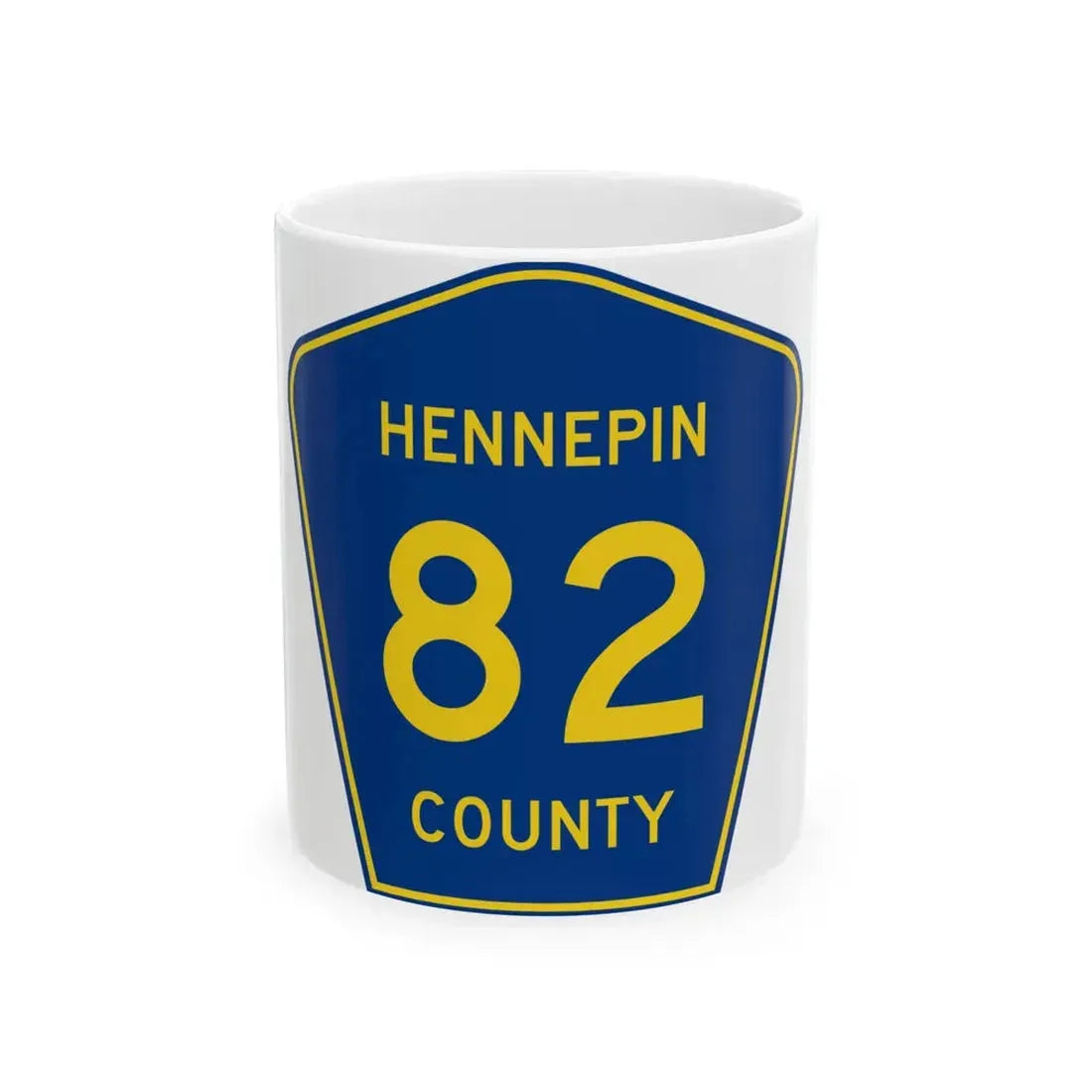 Hennepin County 82 (Minnesota) (Road Sign) White Coffee Mug 11oz - Go Mug Yourself